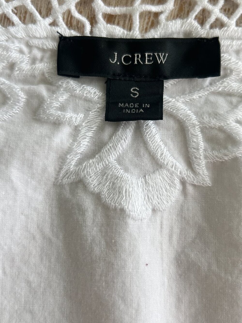 J. Crew White Floral Lace V-Neck Long Sleeve Blouse/Top/Shirt Cotton Size Small - Picture 5 of 7